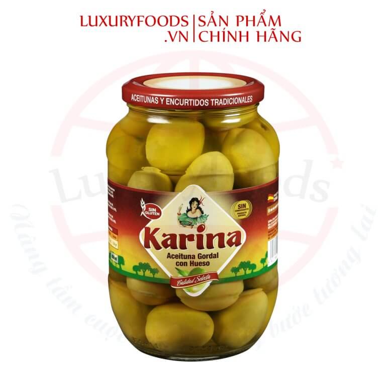 Oliu Nữ Hoàng Xanh Nguyên Hạt Queen Olives Karina 480g/870g